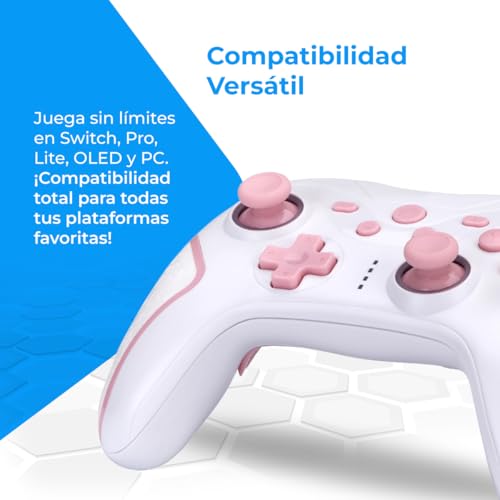 Mando Switch Inalámbrico para Evitar Fatiga con Botones Macro Ajustables y Giroscopio Rosa 4