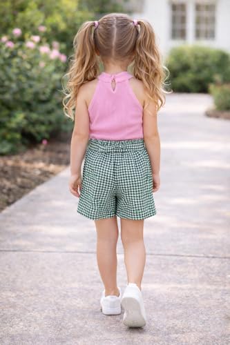 Image of Girl's Solid Cotton Blend Style Top and Shorts Set