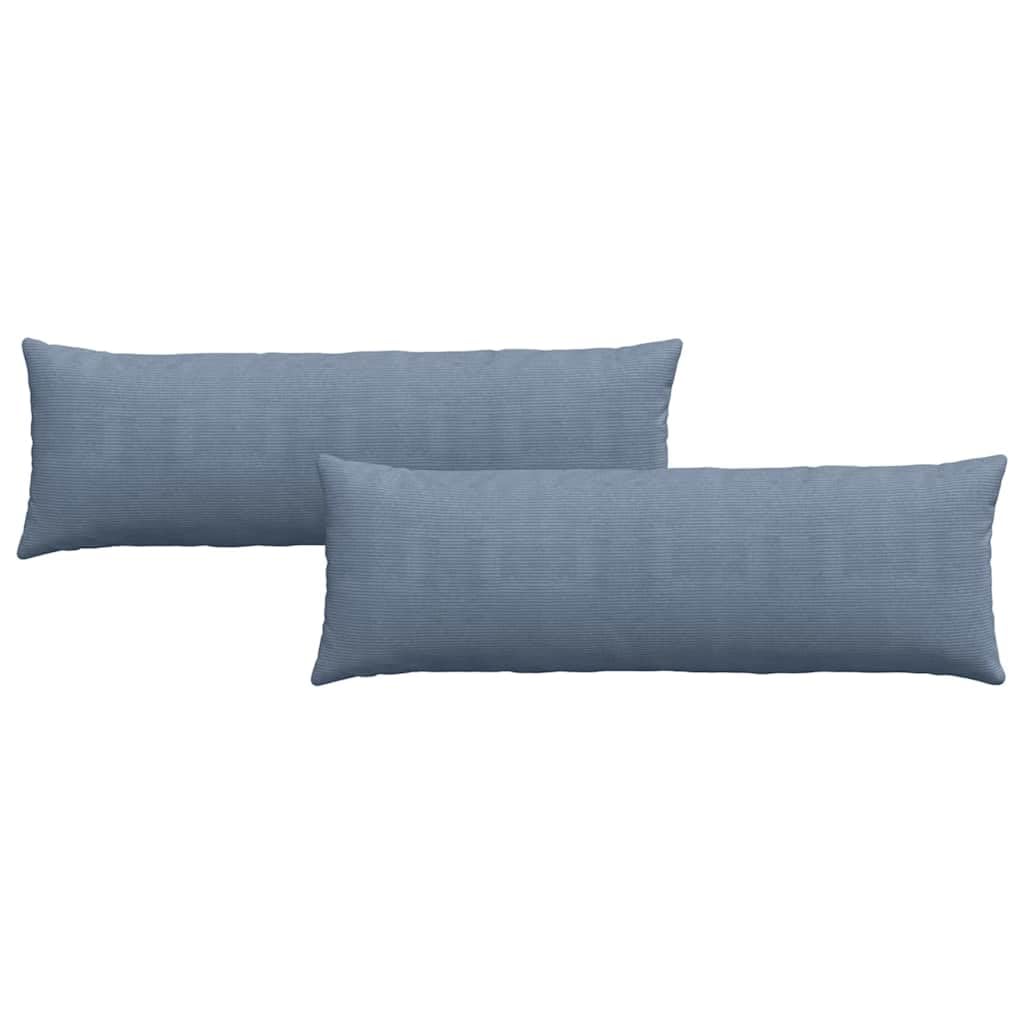 Set di 2 cuscini da divano, blu, 120 x 40 cm, in elegante tessuto a coste, moderni cuscini decorativi con rivestimento sfoderabile e morbida imbottitura in poliestere, per divano, divano e