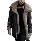 manteau en peau de mouton retourné homme  babao Manteau de veste en peau de mouton longue en fausse fourrure pour hommes avec bouton classique en peau de mouton coupe-vent moto col polo vêtements d\'extérieur d\'hiver