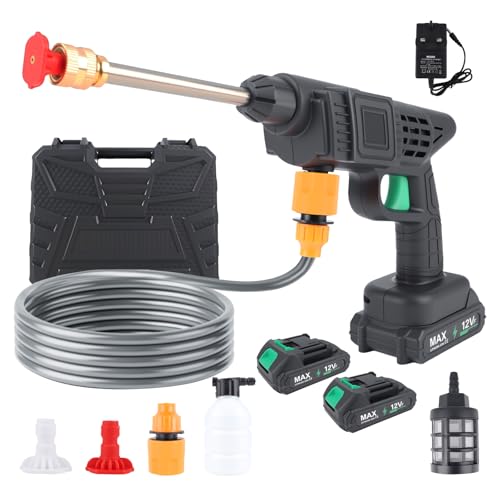 TeamSky Cordless Pressure Washer with 2 Batteries – Portable Jet Wash with Foam Cannon, 0° & 45° Nozzles, 16.4FT Hose & Tool Box – Lightweight High Power Water Gun for Car, Patio & Outdoor Cleaning