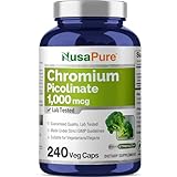 Chromium Picolinate 1000mcg 240 Veggie Capsules (Non-GMO & Gluten Free) - Support Weight Management, Cardiovascular Function, Sugar Metabolism
