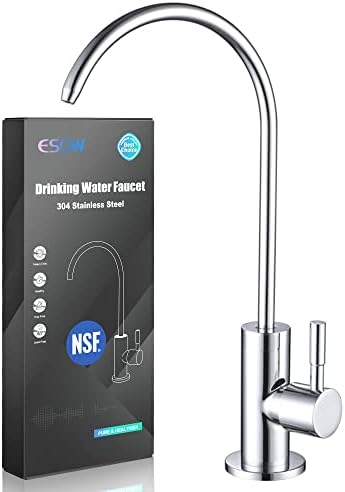 ESOW Kitchen Water Filter Faucet, 100% Lead-Free Drinking Water Faucet Fits Most Reverse Osmosis Units or Water Filtration System in Non-Air Gap, Stainless Steel 304 Body Polished Chrome Finish
