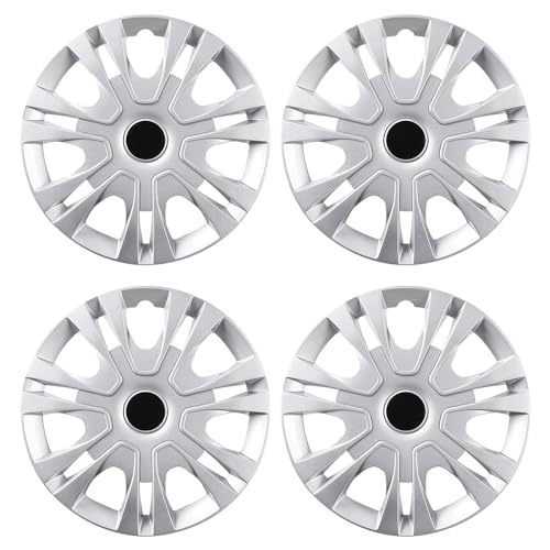 Image of Chrome Silver Hubcap Wheel Cover Replacement Kit 13 inch Hub Caps Wheel Rim Cover Car Exterior Accessories Pack of 4, 13 Inches