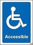 Wheelchair Accessible Notice Sign - Self Adhesive Sticker 200mm x 150mm