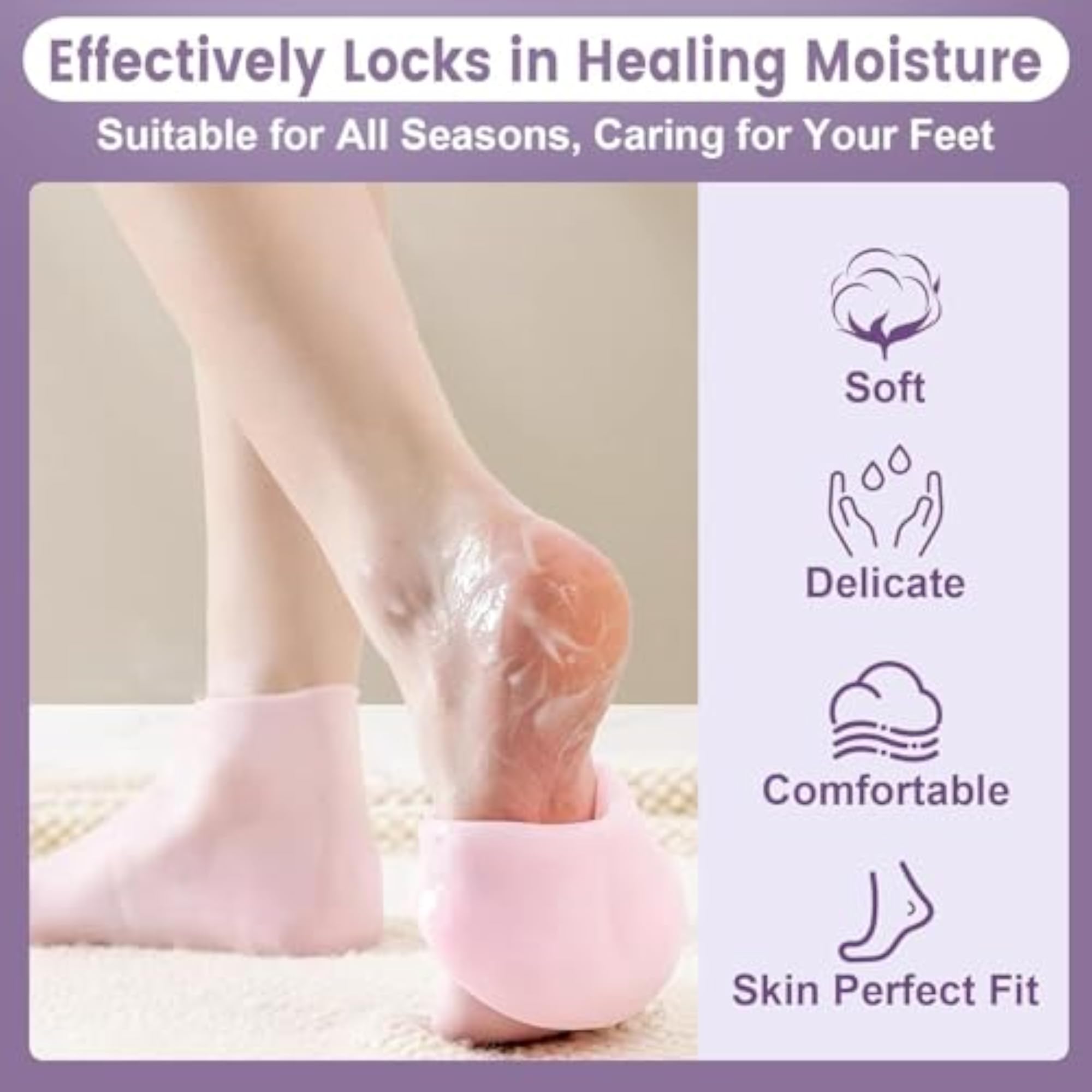 Silicone Gel Socks for Dry Feet, Moisturizing Foot Care