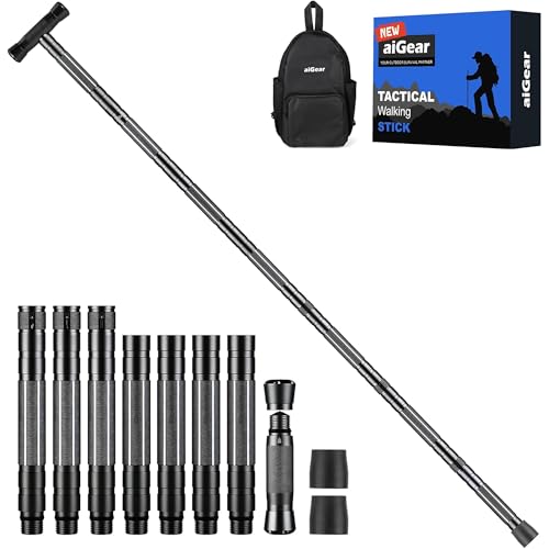 aiGear Bastones Senderismo tácticos Aluminio 7 Tubos, con 3 Herramientas
