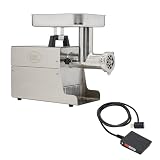 LEM Products BigBite #12 Meat Grinder and Grinder Foot Switch Bundle, 0.75 HP Stainless Steel Electric Meat Grinder Machine, Ideal for Frequent Use