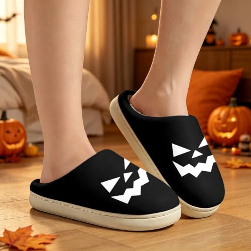 Women's Holloween Pumpkin Fuzzy Slippers Soft Sole Plush Lined Foldable - image 6