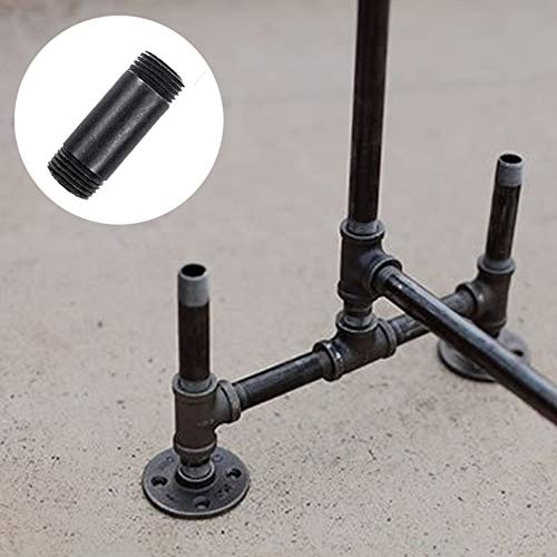 Dayree 10 Pcs 1/2 Inches x 2 Inches Threaded Pipe Nipples Black Malleable Steel Pipe Fitting for DIY Project Shelving Decoration Steampunk Furniture - Thumbnail 2