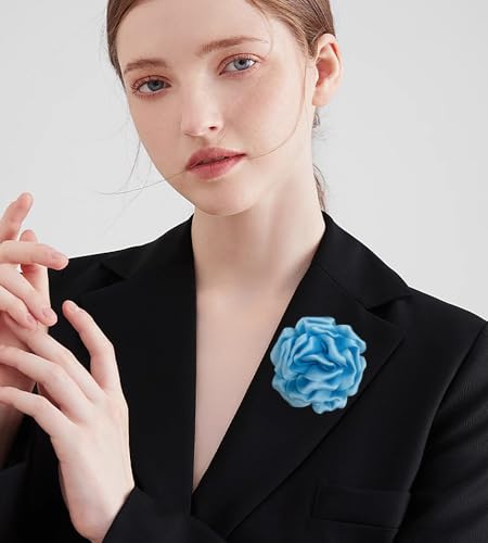 Image of Dainty Peony Rose Flower Brooches Lapel Pins Delicate Elegant Fabric Flowers Brooch Pin for Women Flower Corsage for Wedding Party Accessories Jewelry Gifts100mm