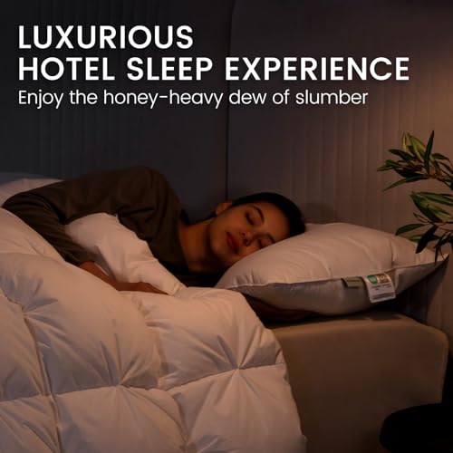 Alanzimo Goose Feather Down Pillows Queen Size Set Of 2, Luxury Soft Feather Down Pillow For Sleeping, 600Tc 100% Cotton Cover Hotel Collection Bed Pillows For Back thumb #4