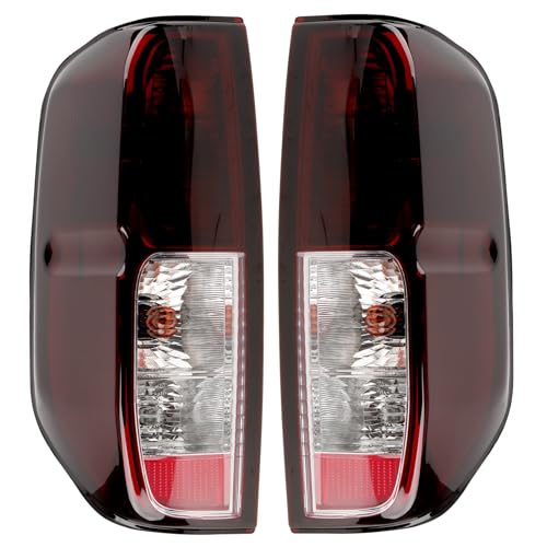 Dark Red Tail Lights With Halogen Bulbs Compatible With 2005-2021 Nissan Frontier, 2009-2012 Suzuki Equator Rear Light Brake Lamps Smoke Lens NI2800170 26555-EA825