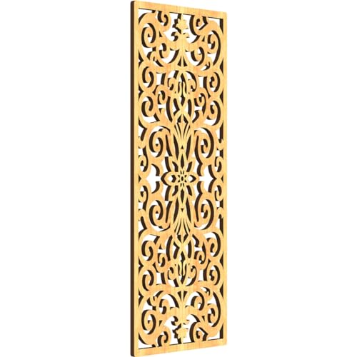 Image of Buel Decorative Pierced Fretwork Wood Wall Panels, 9 3 /8 inchW x 24 3 /8 inchH x 3 /8 inchT, Cherry