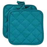 Pot Holders Square Solid Color (Pack of 2) - Turquoise / Teal Color - Pot Holders for Kitchen - 7.1 Inches
