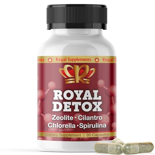 Royal Detox – All-in-One Cleanse | Zeolite, Cilantro, Chlorella, Spirulina, Apple Pectin | Full Body, Liver, Colon Detox | Supports Energy, Mood, Immunity, Gut Health, Reduced Inflammation 90 Capsules