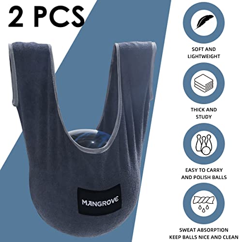 Mangrove Bowling Ball Polisher, Microfiber Bowling Towel See-Saw For Bowlers, Large Washable Bowling Shammy Seesaw, Ball Cleaner Holder Bag (Gray 2-Pack) #TOP1