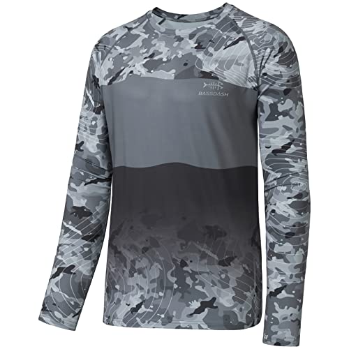 BASSDASH Men’s UPF 50+ Camo Fishing Shirt Quick Dry Long Sleeve Kayaking Hiking T-Shirts