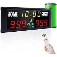 YZ 16 Large Electronic Scoreboard with Remote, Bright LED Scoreboard for Outdoor Games, Digital Scoreboard with Timer Clock, Portable Score Keeper for Football/Basketball/Cornhole/Volleyball