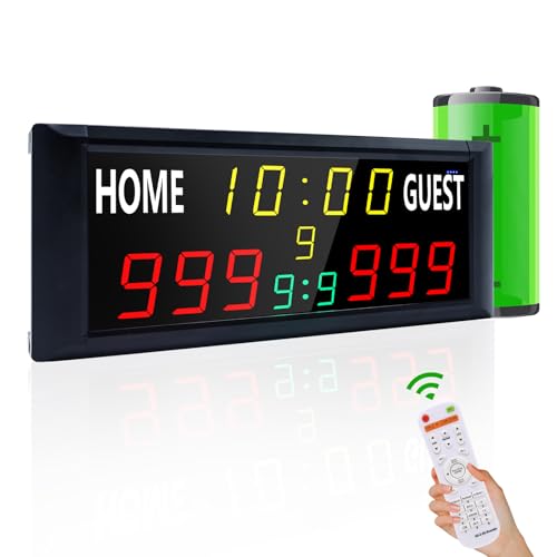 YZ Tabellone segnapunti elettronico Grande da 40,6 cm con Telecomando, Luminoso tabellone segnapunti a LED per Giochi all'aperto, tabellone segnapunti Digitale con Timer, segnapunti Portatile per