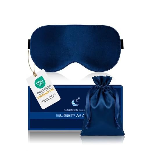 Aosun Antifaz para Dormir, Máscara para Dormir Mujer y Hombre, Ultrasuave y Cómodo, Sin Presión Ocular, Correa Ajustable y Tapones, Bloquea Luz 100% – Dormir, Viajar, Meditar, Azul Marino