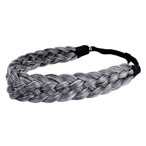 Gledola 5 Strands Synthetic Hair Braid Headband Hair Braided Headband for Women Girl (Dark Gray) - Image 4