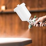 Leopacat Spray Gun Pot,Air Gravity Feed Paint Replacement Pot Bottle Screw on Lid with 13 mm Stainless Steel Male Thread Connector for Most Automotive Series Guns Tool 600ml Capacity - Image 4