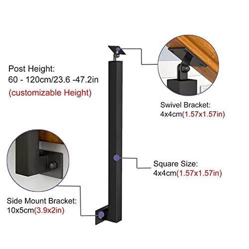 Poste de barandilla de escalera negro con soporte ajustable a 270° para terrazas 4