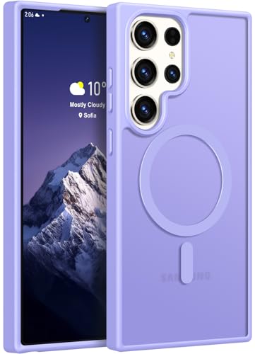 Image of Rayboen for Samsung Galaxy S23 Ultra Case Magnetic, [Compatible with Magsafe] Protective Skin Finish Matte Phone Cover for Samsung S23 Ultra with Translucent Hard Back & Soft Edge, Matte Lightpurple