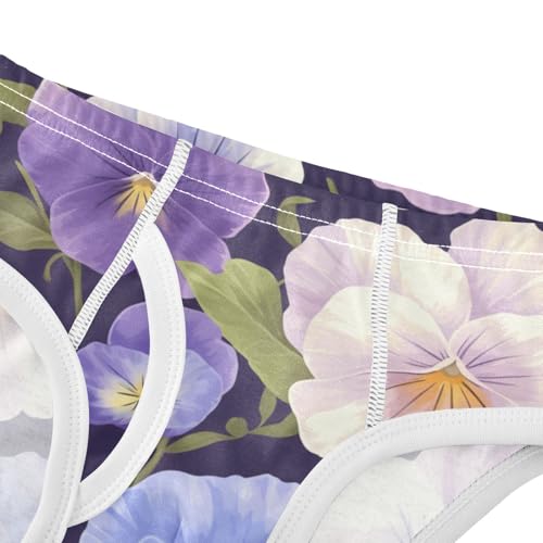 KLL The Garden Tricolor Pansy Flower Toddler Boys Pure Cotton Nighttime Underwear Cute Undies4