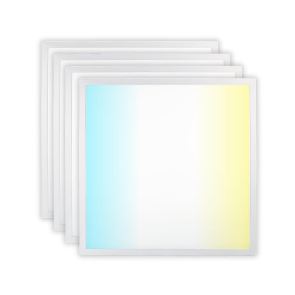 LUXULA 4x LED Panel 62x62cm, 3000K, 4000K, 6000K CCT einstellbar, 36W, 3600lm, Deckenlampe mit 230V Netzteil - LED Bürolampe für Rasterdecken, Rasterleuchte, Bürobeleuchtung