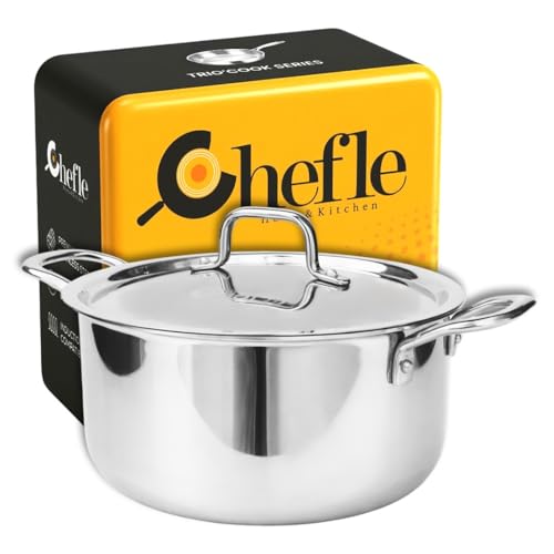 Image of Trio-Cook Triply Stainless Steel Saucepot | Casserole | Biryani Handi with Lid (28cm | 8Liter)