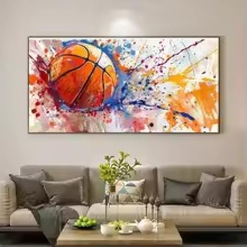 Toile abstraite basket-ball 60x120 cm affiche street art sans cadre - 3