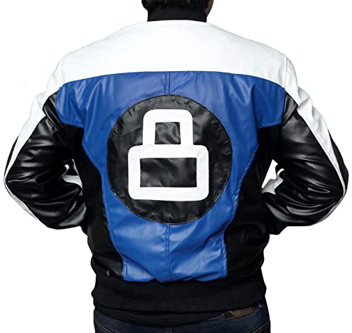 Attire Trends Eastified Mens 8 Ball Pool Billiard Cue Bomber Faux Leather 90'S Retro Jacket Blue Black White 3X-Large 8 Ball Blue Jacket 0 #TOP25