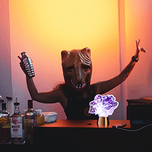 STOBOK Dia Das Bruxas 3D Ilusão Lâmpada LED Sacar Zumbi Olho Lâmpada de Mesa Luz Da Noite Decorativo