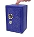 Kids Safe Bank, Made of Metal, with Key and Combination Lock, (Blue)
