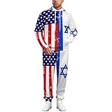 American Israel Flag Men‘s Track Suits Casual Sets 2 Piece Outfits Sweatsuit for Women Hooded Sweatshirt and Pants 2XS