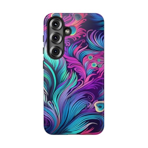 Coque rigide Samsung S25 plume de paon bleu sarcelle pour éviter les rayures