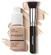 Phoera Foundation Brush Set, Anglicolor Flawless Full Coverage Foundation 30ml Matte Oil-Control ...