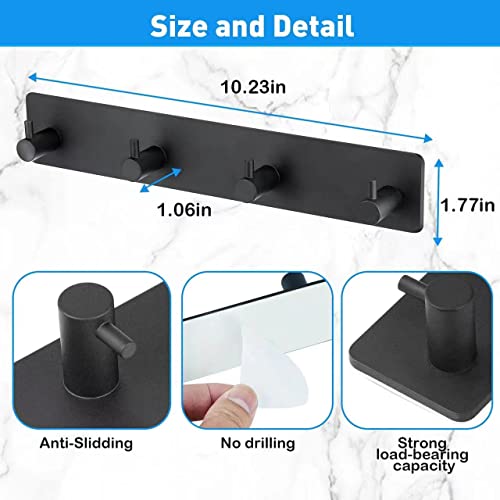 Hdajy Key Holder For Wall, Black Wall Hooks For Hanging - 4 Hooks, Key Holder For Wall Decorative, Suitable For Office, Hallway, Foyer, Kitchen. #TOP1