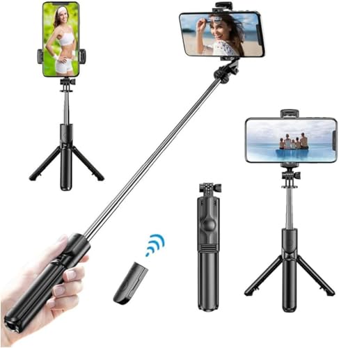 Tripé Para Celular Com Suporte Selfie Bastão Controle Remoto Bluetooth 360 Graus Preto Para Android