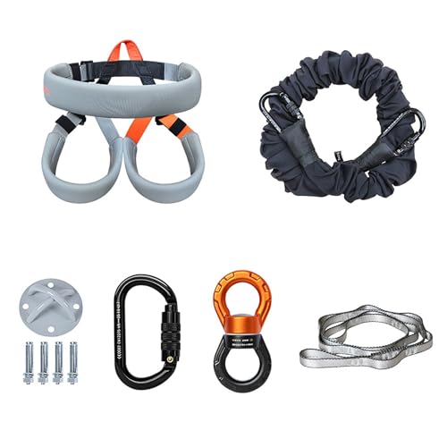 Sling Bungee Fitness Equipment Set, Premium Flying Bungee Workout Air Yoga Suspension Training Kit for Home Gym, Harness and Elastic Cord(Set Body Weight 165 lbs - 187 lbs)