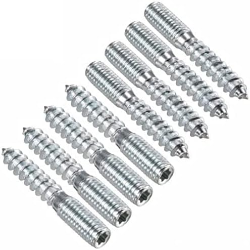 TERF M6 (6mm) X 40mm Wood to Metal Screw Dowels Hanger Double Headed Bolts Dowel For Woodworking Connector Joining Furniture Legs Professional Carpenters DIY and Craft Projects - Pack of 8, Silver
