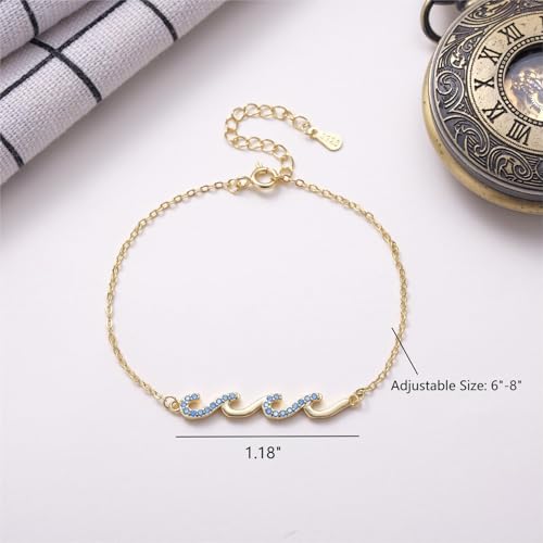 Image of Kvekstio Best Friend Gift, Sparkling Wave Charm Friendship Bracelet for BBF Bestie Sister Friends, Through The Waves of Life