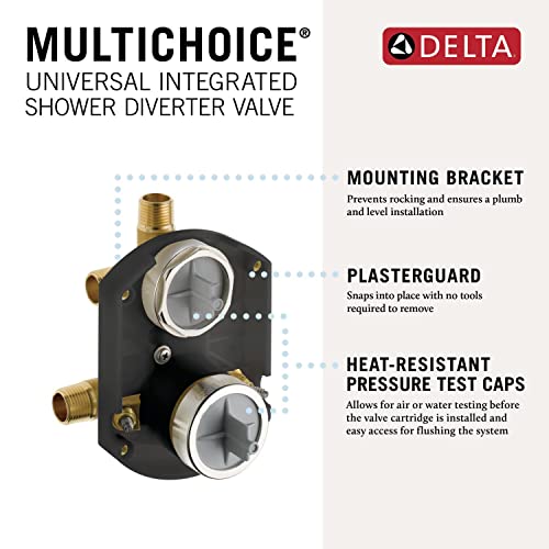 Delta Faucet R22000 MultiChoice Universal Valve 3-Setting 6-Setting Custom Shower Integrated Diverter Rough, Custom Shower Valve Kit, Brass Construction, R22000-WS (Screwdriver Stops Included) by DELTA - Used condition - US$119.54
