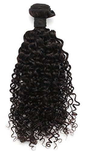 Rosette Hair Curly Wave Hair Extension/Weft, 100% Brazilian Virgin Remy Human Hair with Unprocessed Natural Black Color, Size 12" to 24" (1 Bundle 18", Curly Wave)