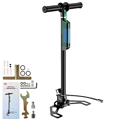 GX M6 3 Stage High Pressure PCP Hand Pump, External Moisture- Oil Filter, 30Mpa/4500Psi PCP Air Rifle Filling Stirrup Pump,Stainless Steel Body for Paintball,Scuba Diving