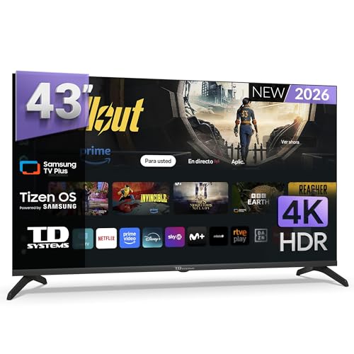 TD Systems - Smart TV 43 Pulgadas 4k Samsung TV Tizen OS 8.0. Triple Tuner (DVB-T2/C/S2). Televisores con Samsung Smart TV Gaming Hub. Televisión del 2026 - K43C22TIZEN