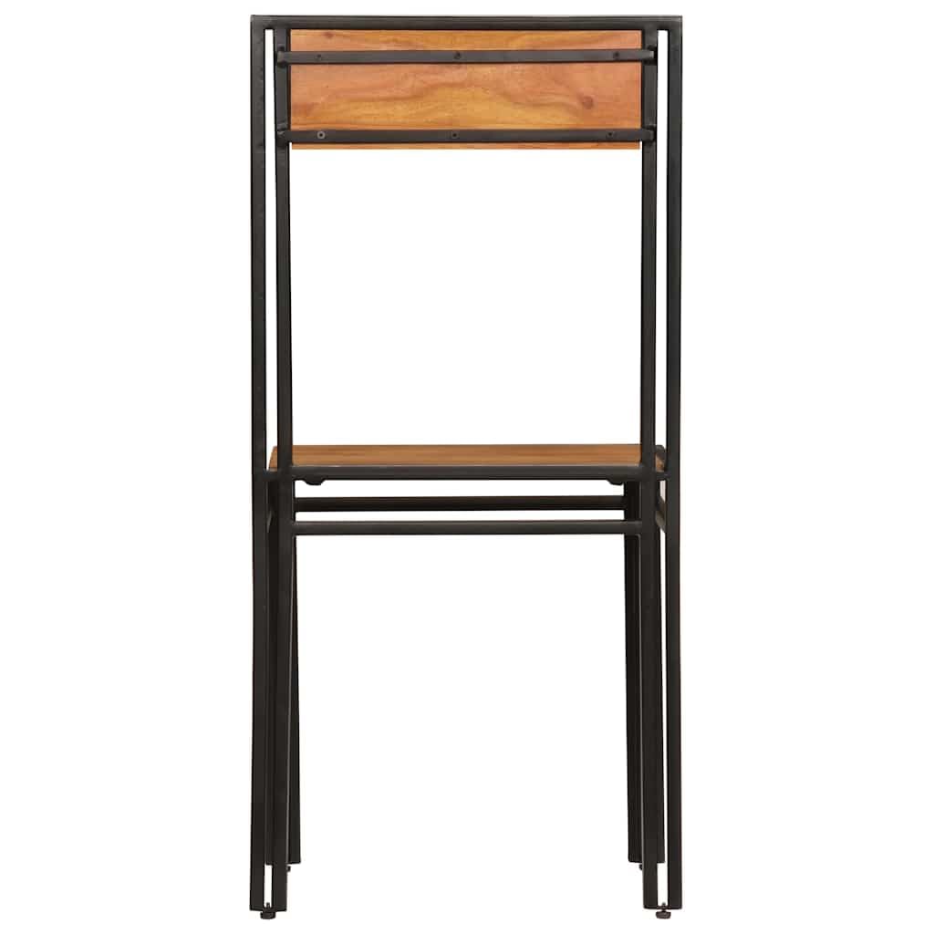 Juego de 4 sillas de comedor de madera maciza de acacia marrón, 43 x 43 x 90 cm | Estructura de acero, altura del asiento 45 cm, pulido y lacado, ya montado
