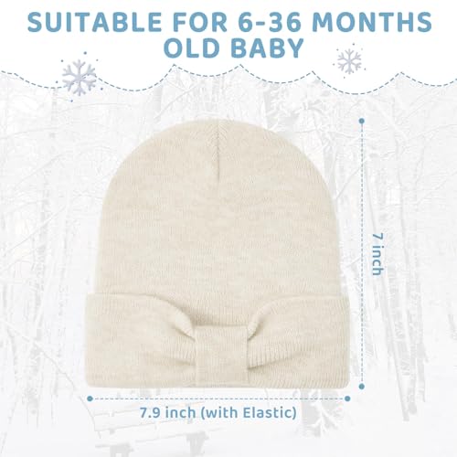 Century Star Baby Girls Winter Cuffed Beanie Soft Toddler Knit Hats for Infant Kids with Cute Bow4